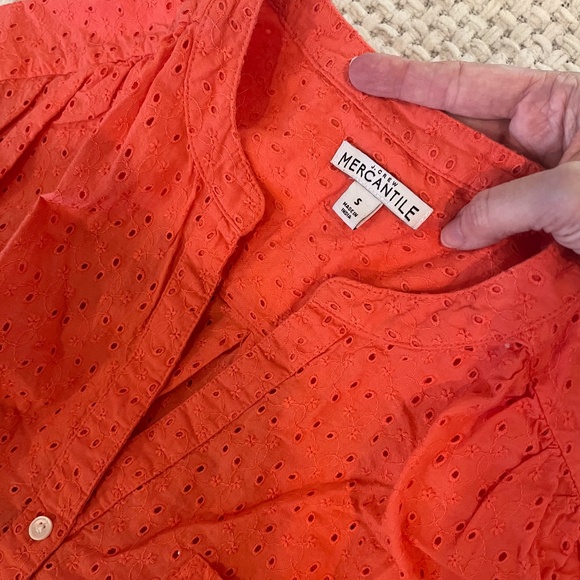 J Crew Mercantile Size S Coral Eyelet Button Up - Picture 4 of 6